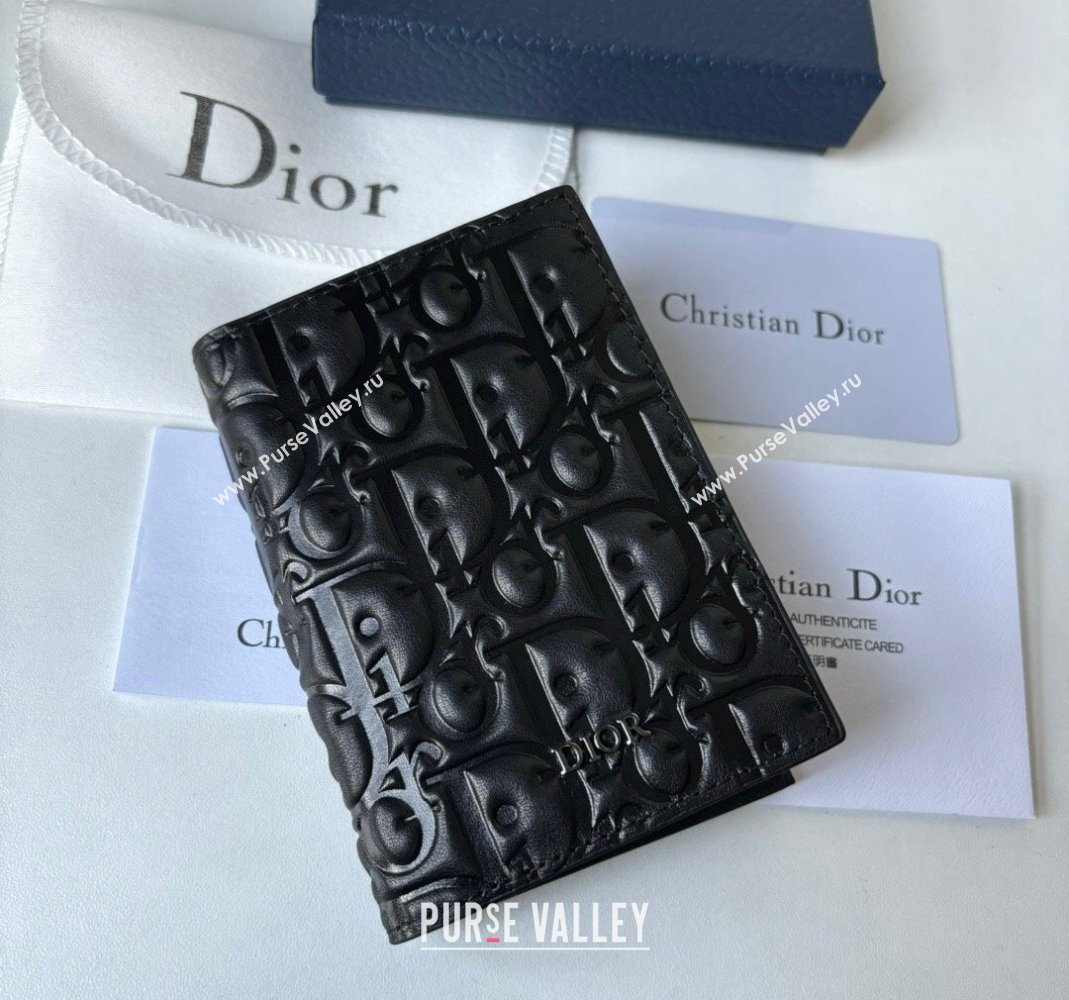 Dior Mens Bi-Fold Card Holder Wallet in Black Dior Gravity Leather 2023 (BF-231228048)