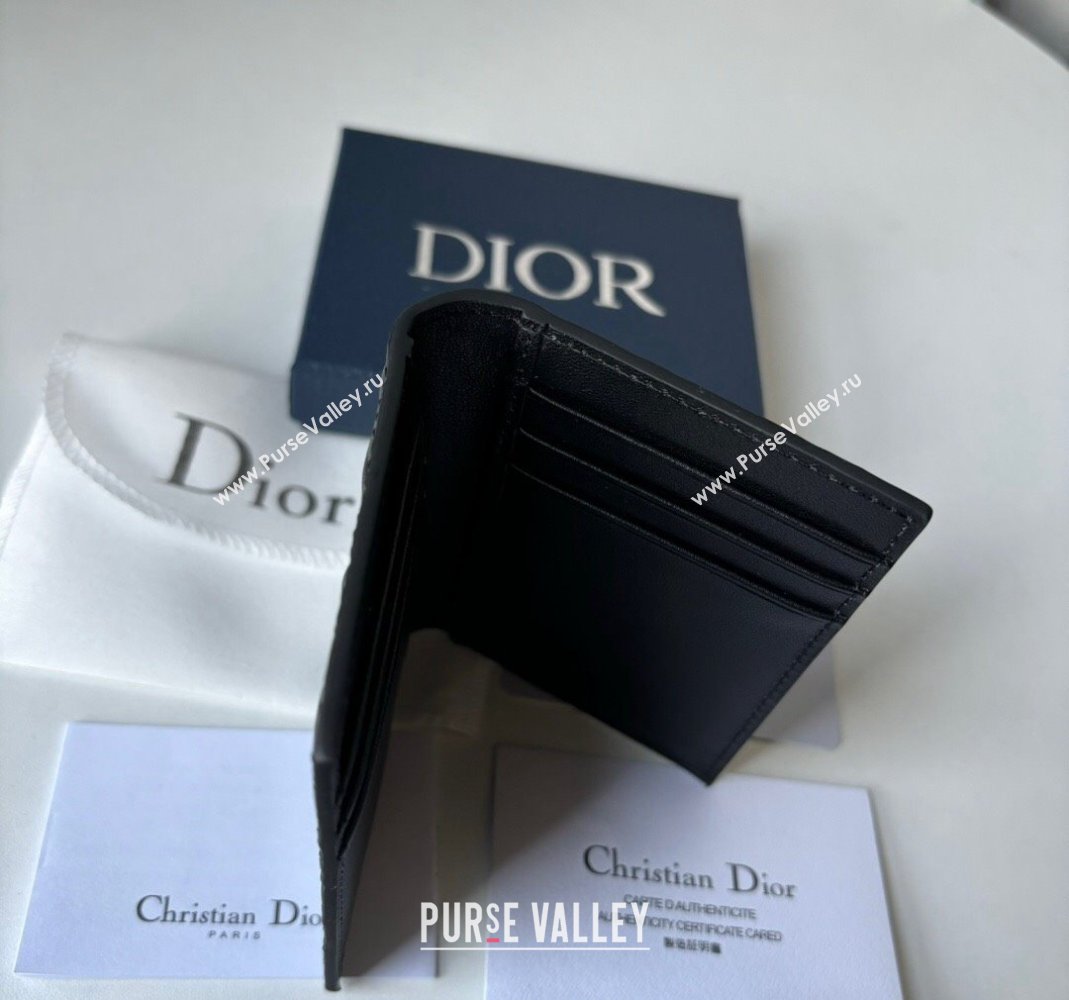 Dior Mens Bi-Fold Card Holder Wallet in Black Dior Gravity Leather 2023 (BF-231228048)