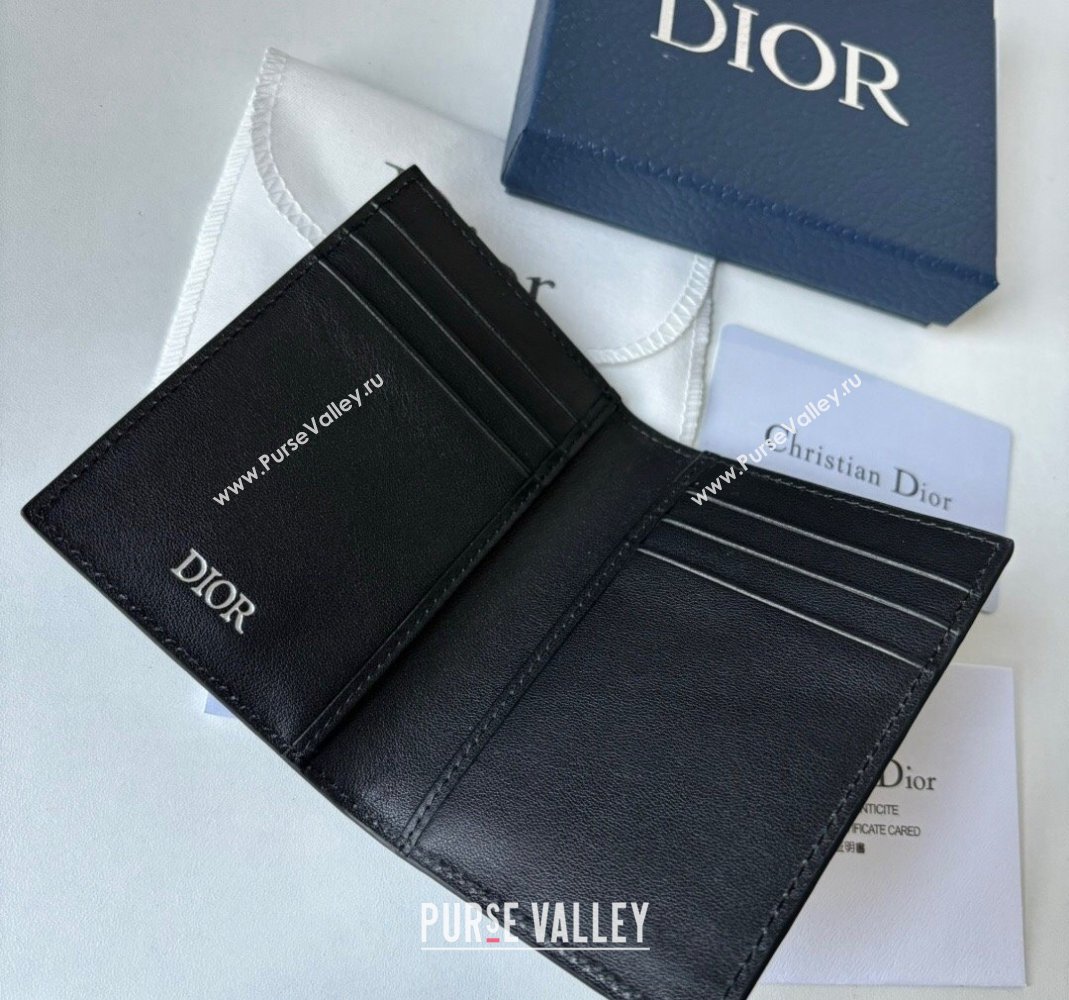 Dior Mens Bi-Fold Card Holder Wallet in Black Dior Gravity Leather 2023 (BF-231228048)