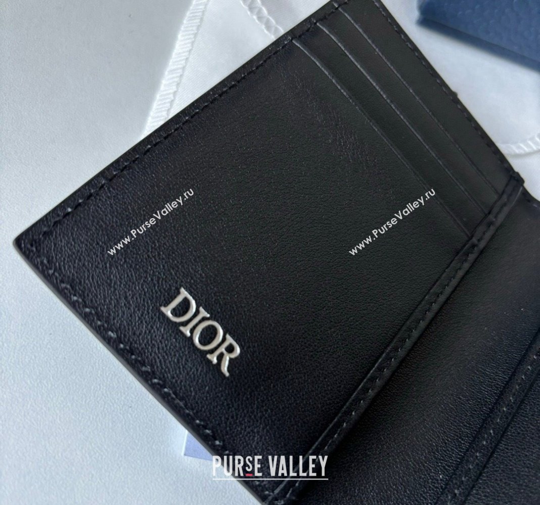 Dior Mens Bi-Fold Card Holder Wallet in Black Dior Gravity Leather 2023 (BF-231228048)