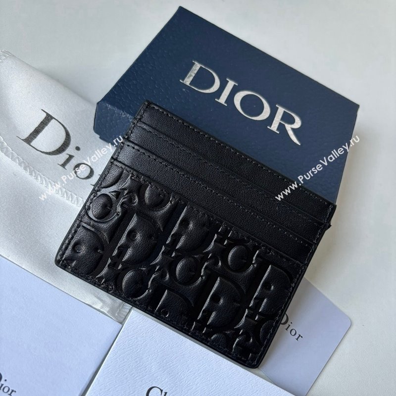 Dior Mens Card Holder Wallet in Black Dior Gravity Calf Leather 2023 (BF-231228049)