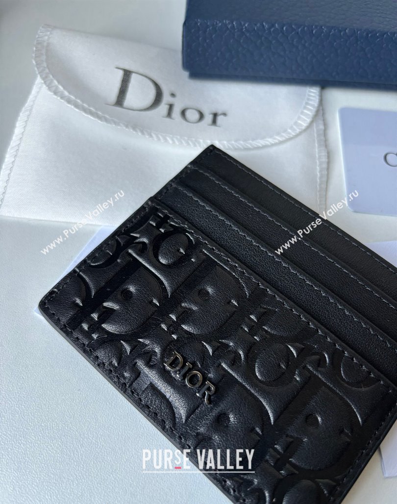 Dior Mens Card Holder Wallet in Black Dior Gravity Calf Leather 2023 (BF-231228049)