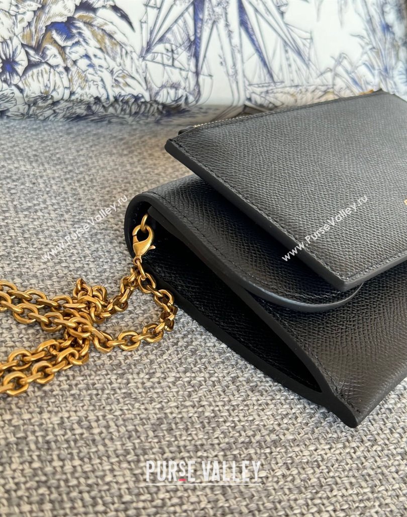 Dior Long Saddle Wallet with Chain in Palm-Grained Leather Black 2023 (BF-231228052)