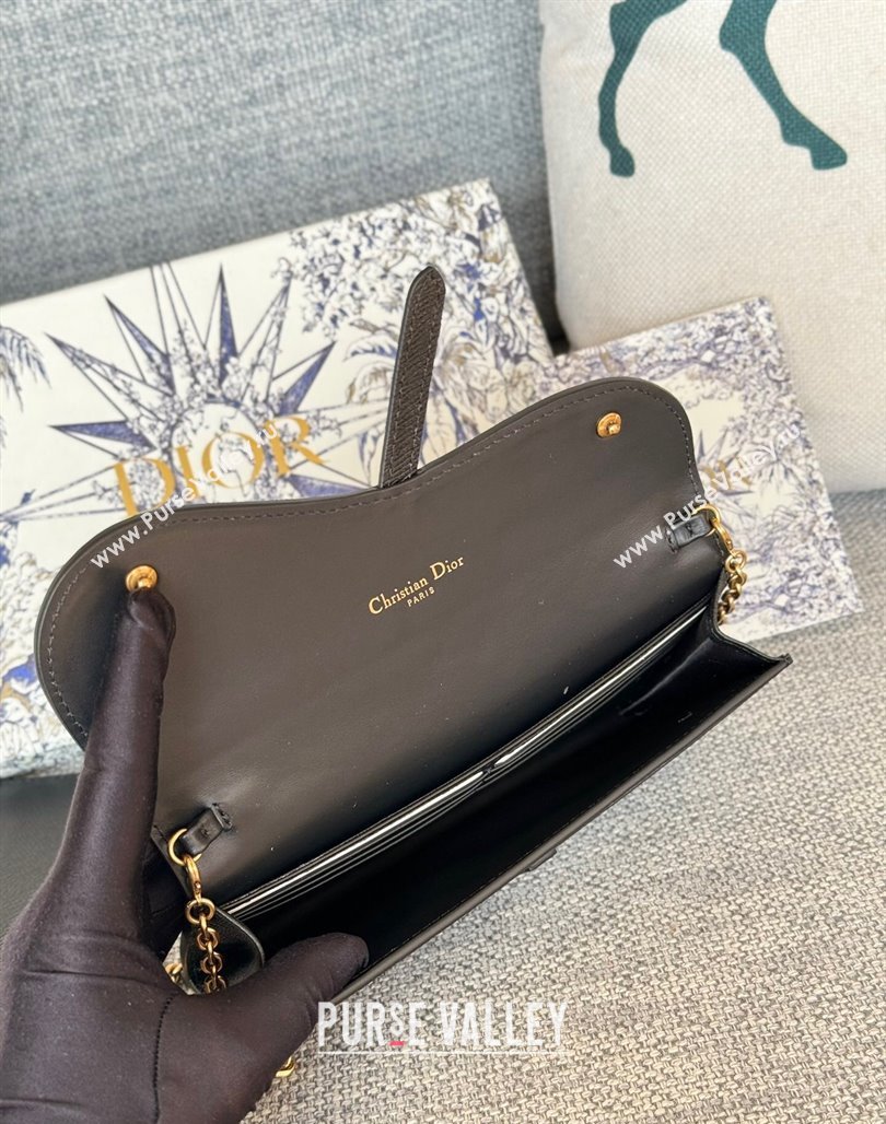 Dior Long Saddle Wallet with Chain in Palm-Grained Leather Black 2023 (BF-231228052)