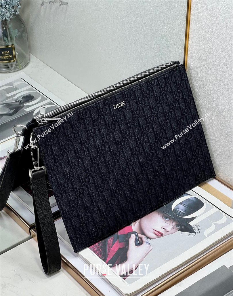 Dior A4 Pouch in Black Dior Oblique Jacquard 2023 (BF-231228059)