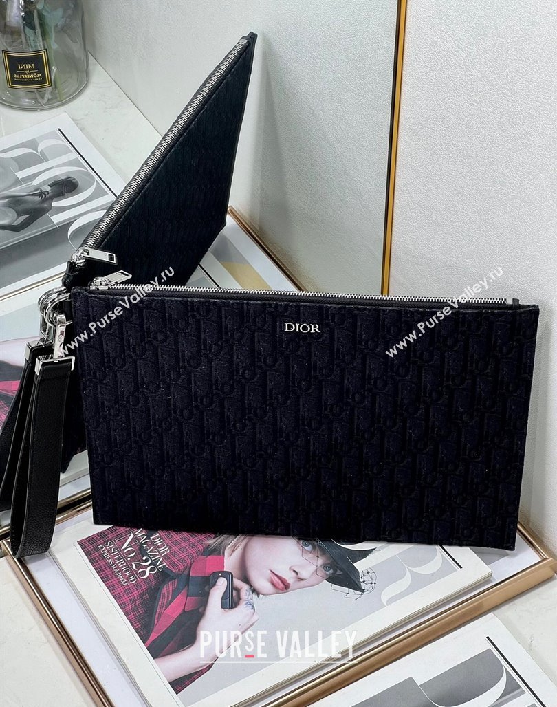 Dior A4 Pouch in Black Dior Oblique Jacquard 2023 (BF-231228059)