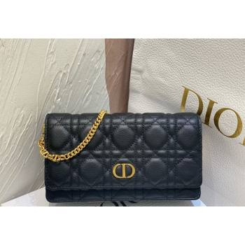 Dior Caro Pouch with Chain in Supple Cannage Calfskin Black 2023 5134 (BF-231228062)