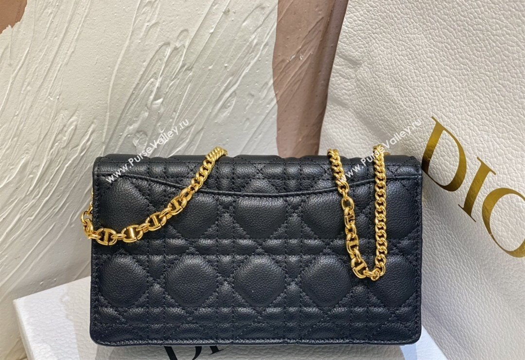 Dior Caro Pouch with Chain in Supple Cannage Calfskin Black 2023 5134 (BF-231228062)