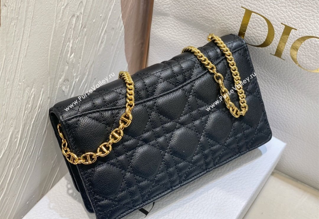 Dior Caro Pouch with Chain in Supple Cannage Calfskin Black 2023 5134 (BF-231228062)