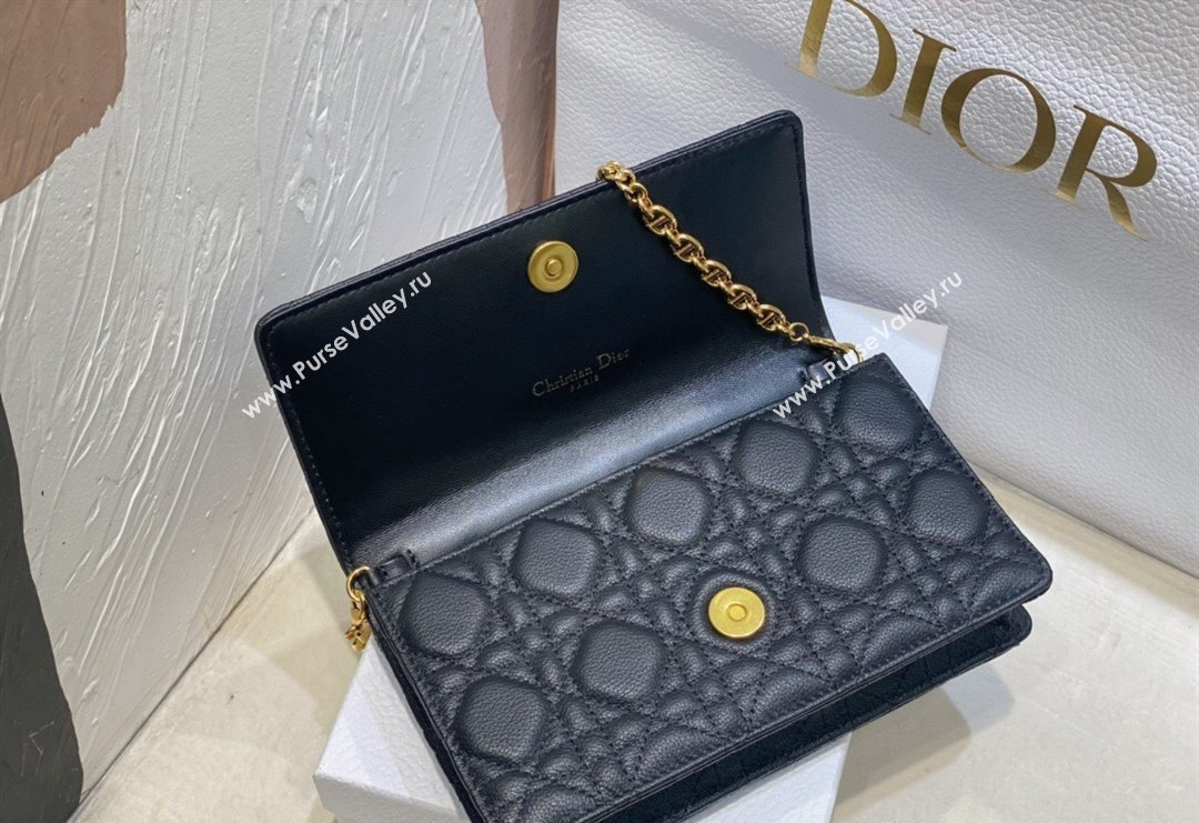 Dior Caro Pouch with Chain in Supple Cannage Calfskin Black 2023 5134 (BF-231228062)