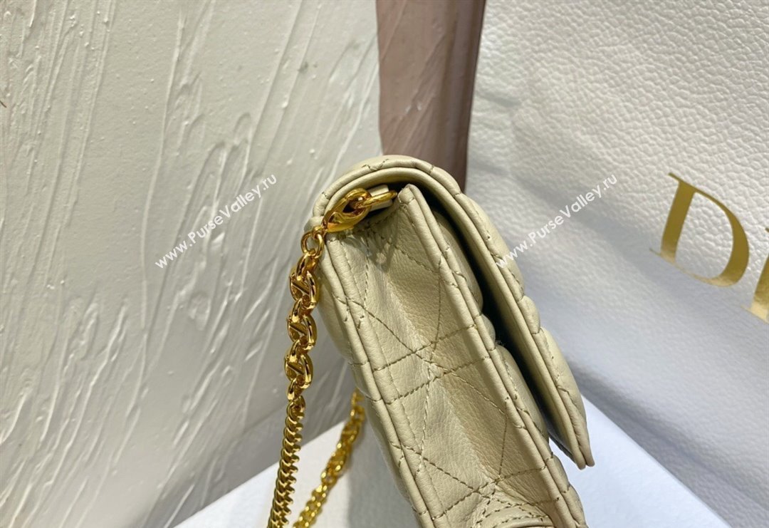 Dior Caro Pouch with Chain in Supple Cannage Calfskin Beige 2023 5134 (BF-231228063)