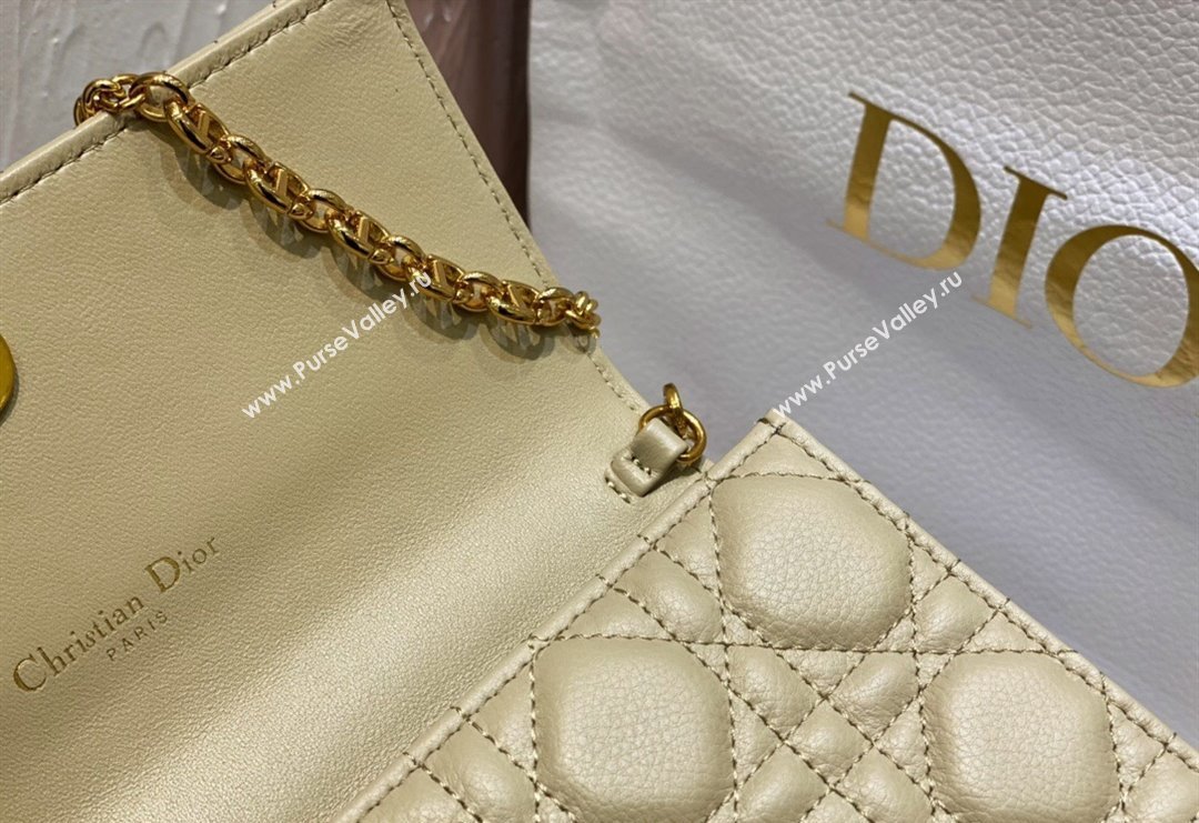 Dior Caro Pouch with Chain in Supple Cannage Calfskin Beige 2023 5134 (BF-231228063)