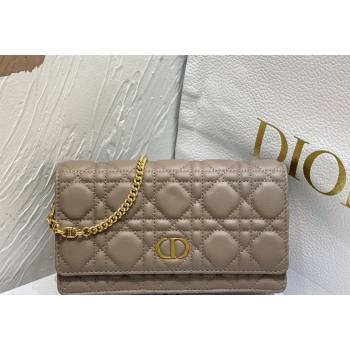 Dior Caro Pouch with Chain in Supple Cannage Calfskin Grey 2023 5134 (BF-231228064)