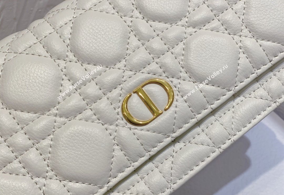 Dior Caro Pouch with Chain in Supple Cannage Calfskin White 2023 5134 (BF-231228065)