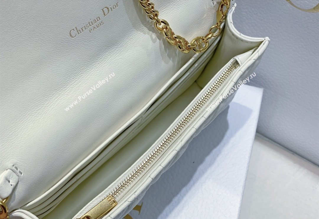 Dior Caro Pouch with Chain in Supple Cannage Calfskin White 2023 5134 (BF-231228065)