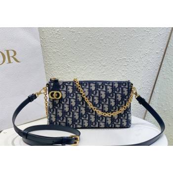 Dior 30 Montaigne Midi Mini Bag in Blue Dior Oblique Jacquard with Pearl Chain 2023 (BF-231228066)