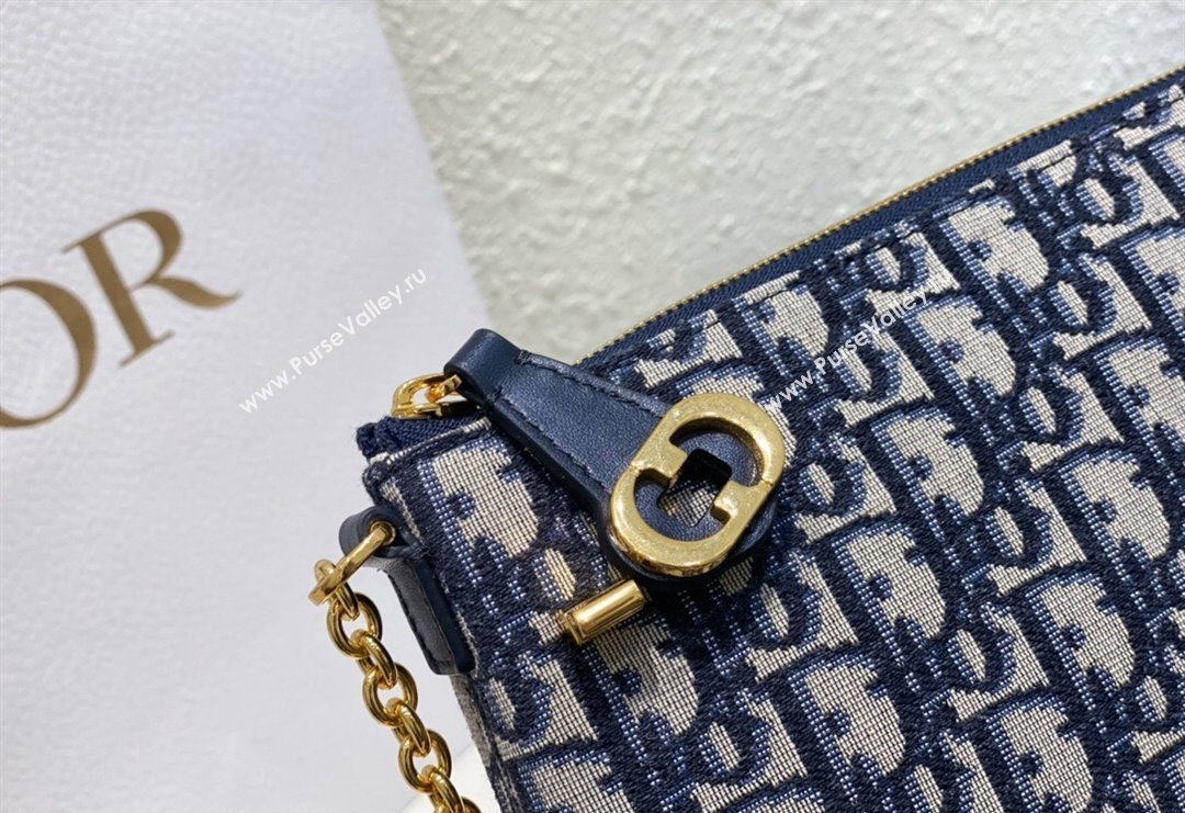 Dior 30 Montaigne Midi Mini Bag in Blue Dior Oblique Jacquard with Pearl Chain 2023 (BF-231228066)