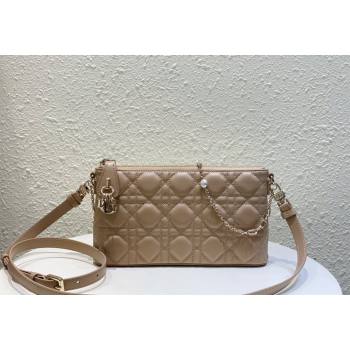 Dior Miss Dior Mini Bag in Cannage Lambskin with Pearl Chain Beige 2023 (BF-231228067)