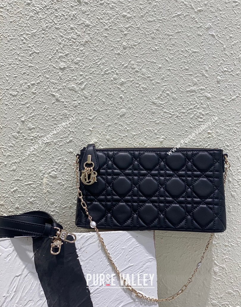 Dior Miss Dior Mini Bag in Cannage Lambskin with Pearl Chain Black 2023 (BF-231228068)