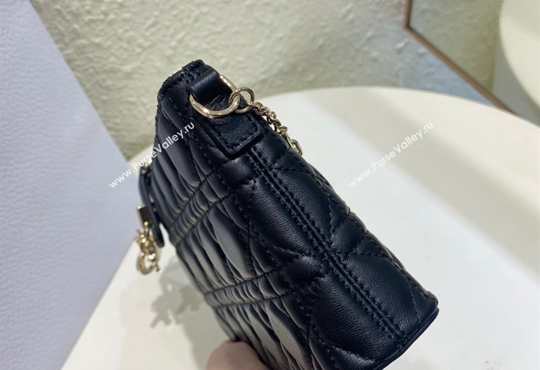 Dior Miss Dior Mini Bag in Cannage Lambskin with Pearl Chain Black 2023 (BF-231228068)