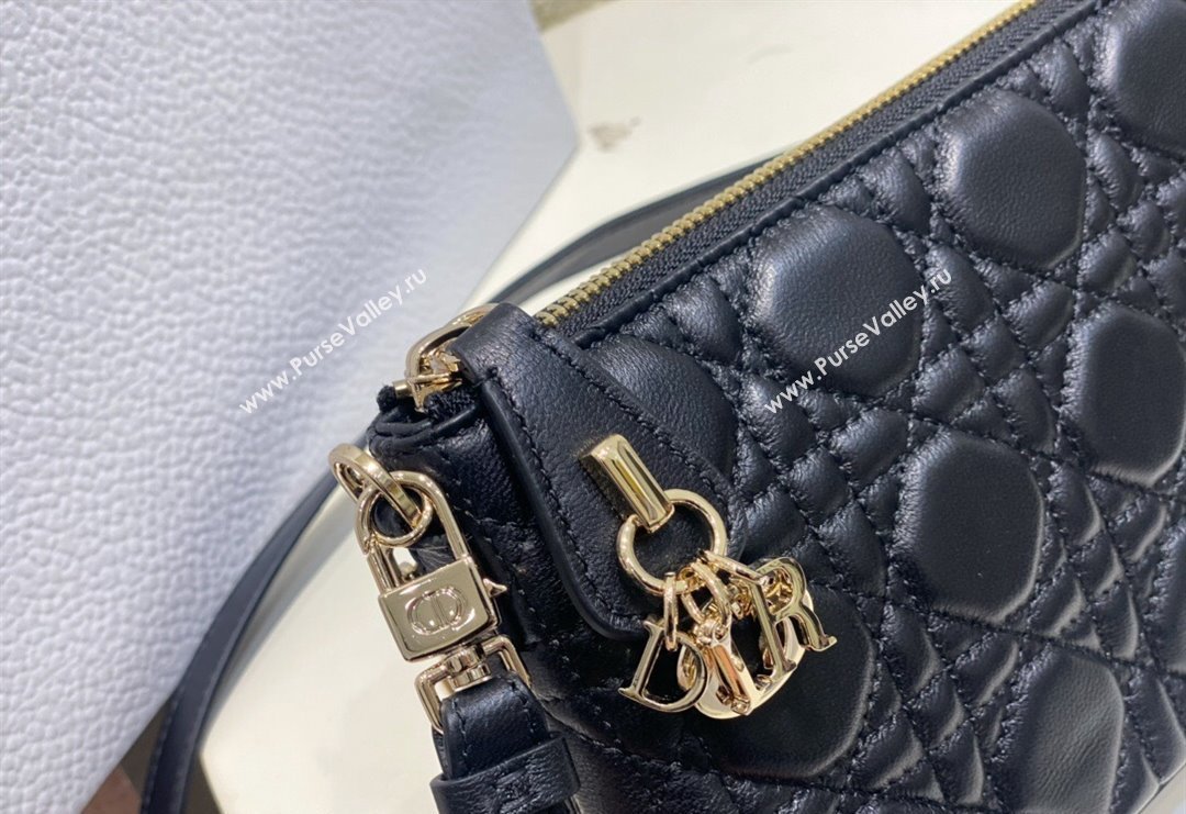 Dior Miss Dior Mini Bag in Cannage Lambskin with Pearl Chain Black 2023 (BF-231228068)