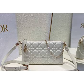 Dior Miss Dior Mini Bag in Cannage Lambskin with Pearl Chain White 2023 (BF-231228069)