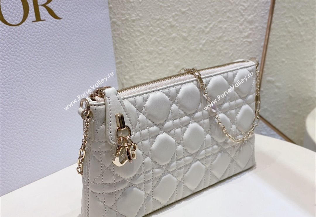 Dior Miss Dior Mini Bag in Cannage Lambskin with Pearl Chain White 2023 (BF-231228069)