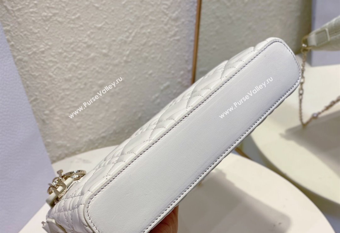 Dior Miss Dior Mini Bag in Cannage Lambskin with Pearl Chain White 2023 (BF-231228069)