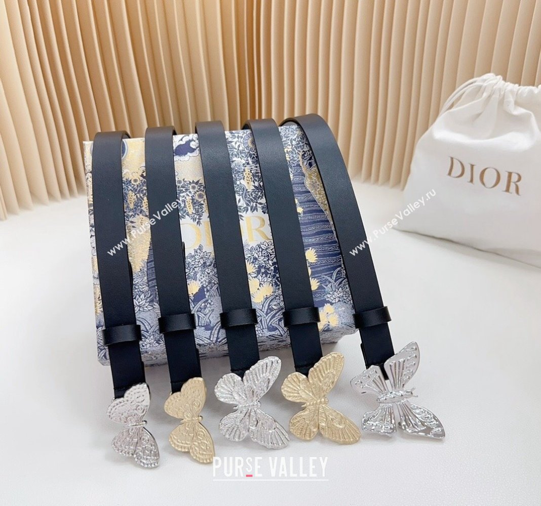 Dior Metamorphose Butterfly Belt 2cm in Calfskin Black 2023 1228 (BF-231228070)