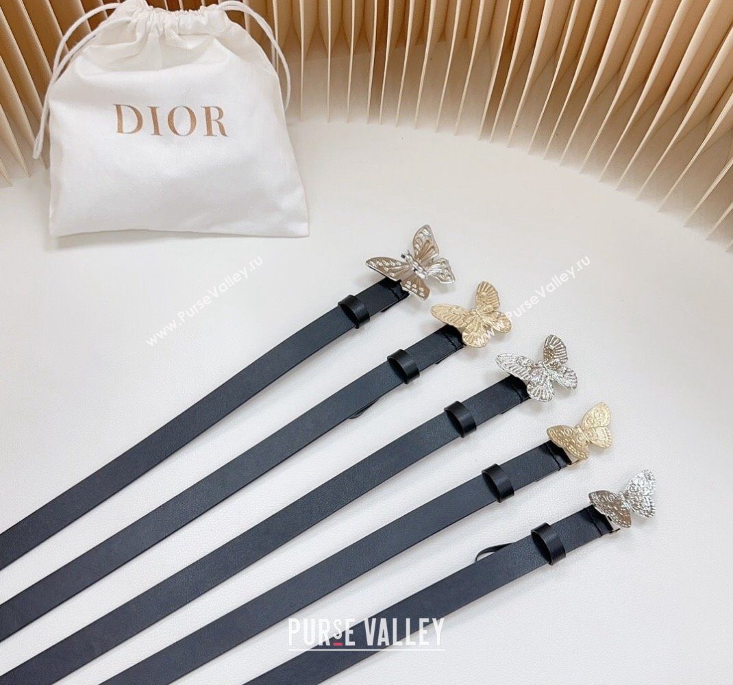 Dior Metamorphose Butterfly Belt 2cm in Calfskin Black 2023 1228 (BF-231228070)