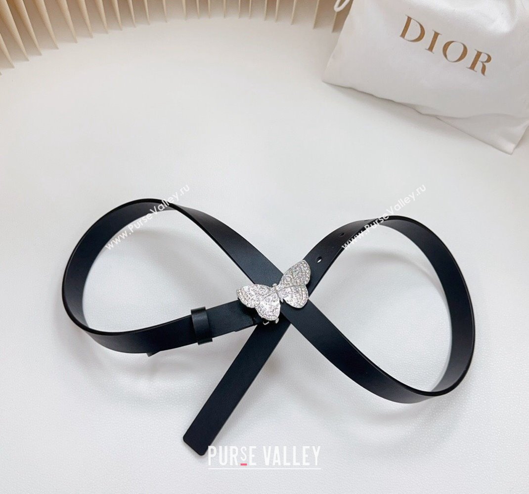 Dior Metamorphose Butterfly Belt 2cm in Calfskin Black 2023 1228 (BF-231228070)