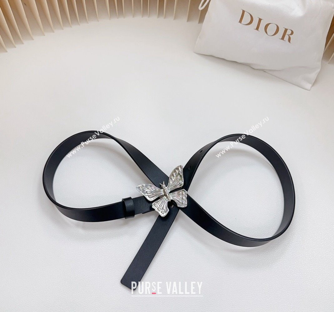 Dior Metamorphose Butterfly Belt 2cm in Calfskin Black 2023 1228 (BF-231228070)