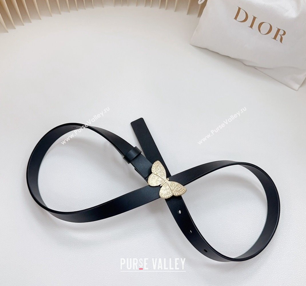 Dior Metamorphose Butterfly Belt 2cm in Calfskin Black 2023 1228 (BF-231228070)