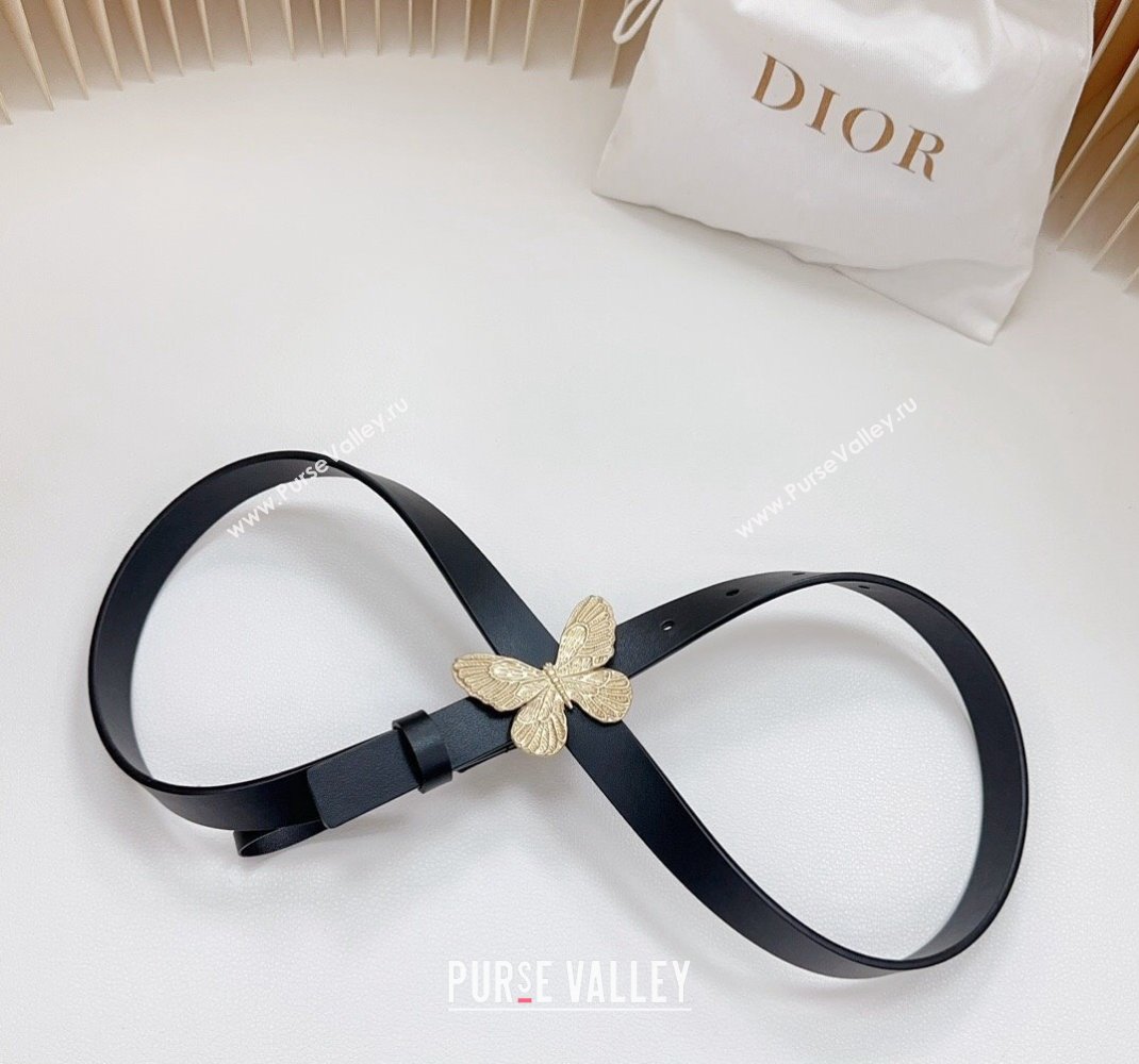 Dior Metamorphose Butterfly Belt 2cm in Calfskin Black 2023 1228 (BF-231228070)