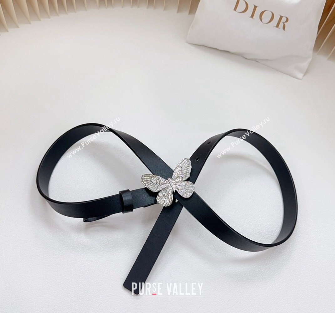 Dior Metamorphose Butterfly Belt 2cm in Calfskin Black 2023 1228 (BF-231228070)