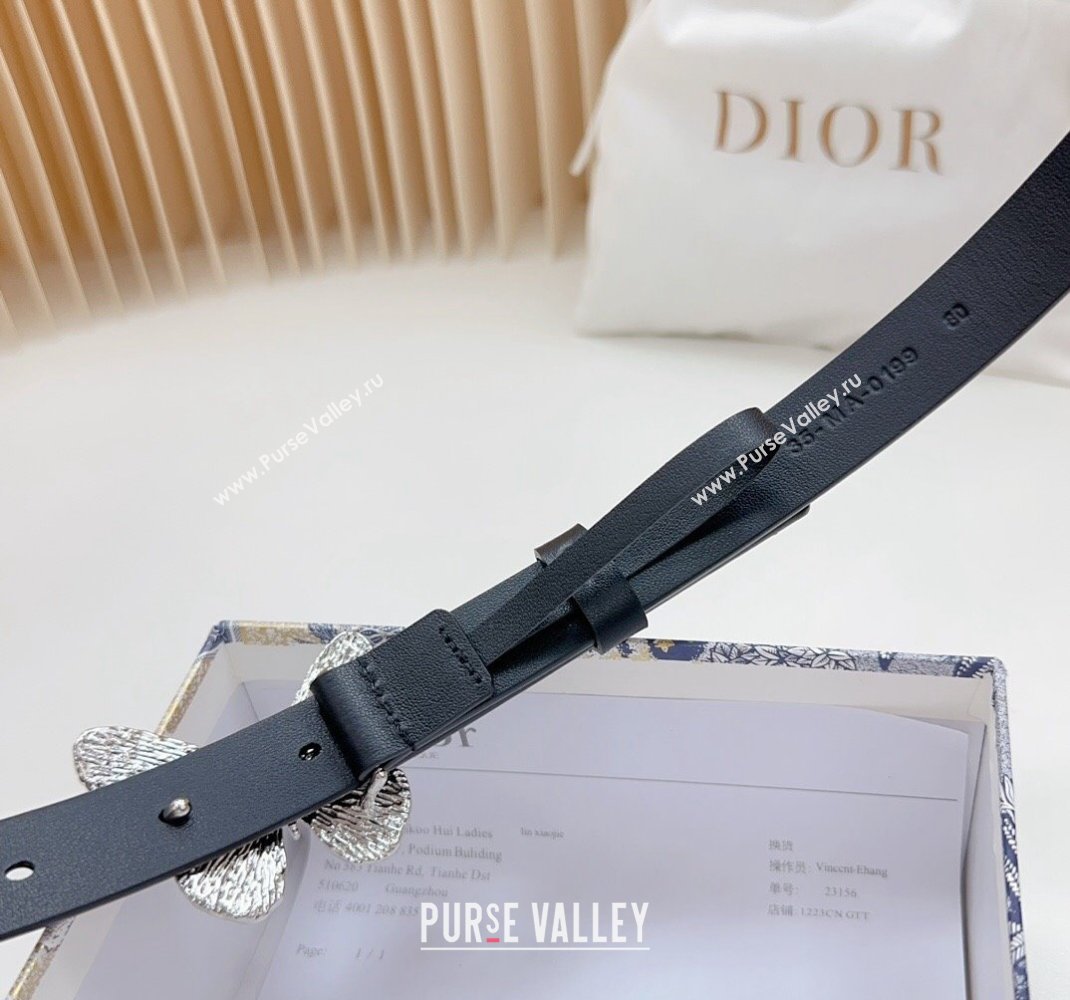 Dior Metamorphose Butterfly Belt 2cm in Calfskin Black 2023 1228 (BF-231228070)