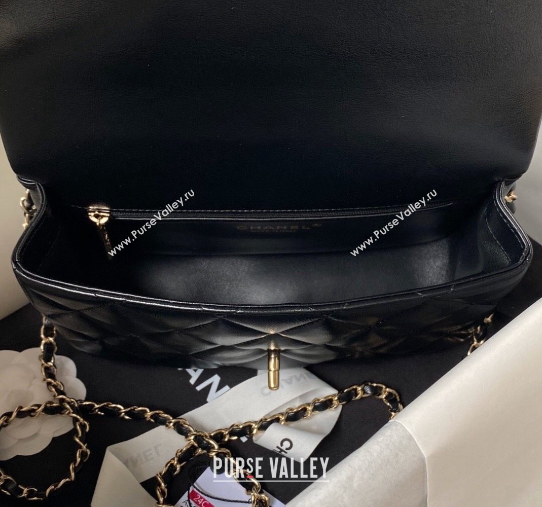 Chanel Shiny Calfskin Medium Flap Bag with Top handle AS4544 Black 2023 (yezi-231226065)