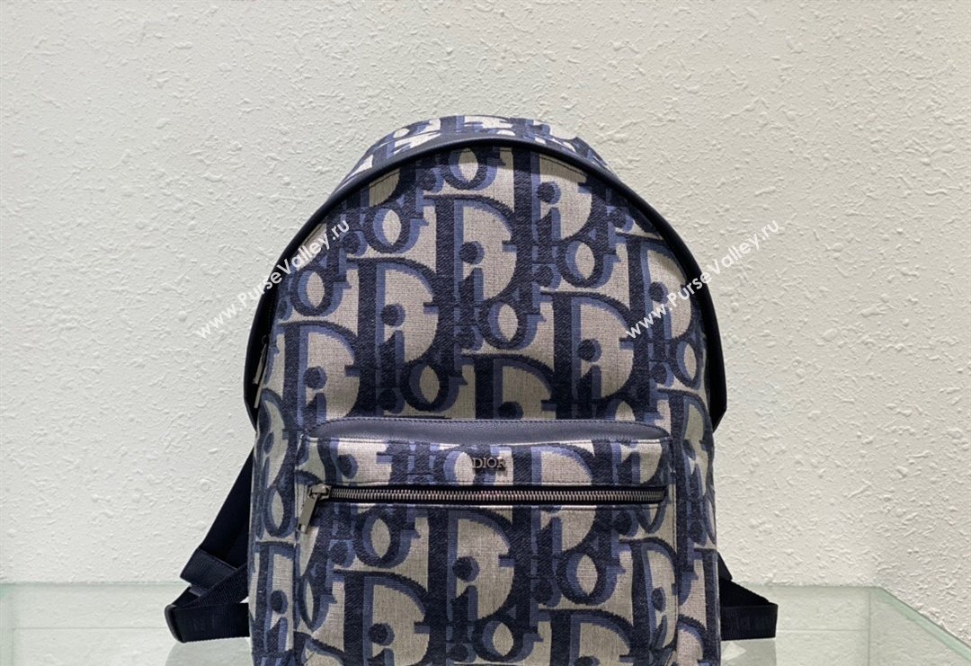 Dior Mens Rider Backpack Bag in Maxi Dior Oblique Jacquard Beige/Blue 2023 (XXG-231228075)