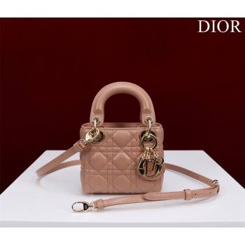 Dior Micro Lady Dior Bag in Lambskin Nude 2023 M0856 (XXG-231228083)