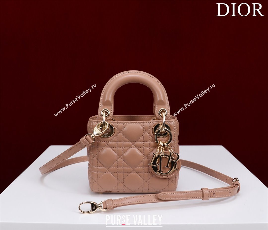 Dior Micro Lady Dior Bag in Lambskin Nude 2023 M0856 (XXG-231228083)