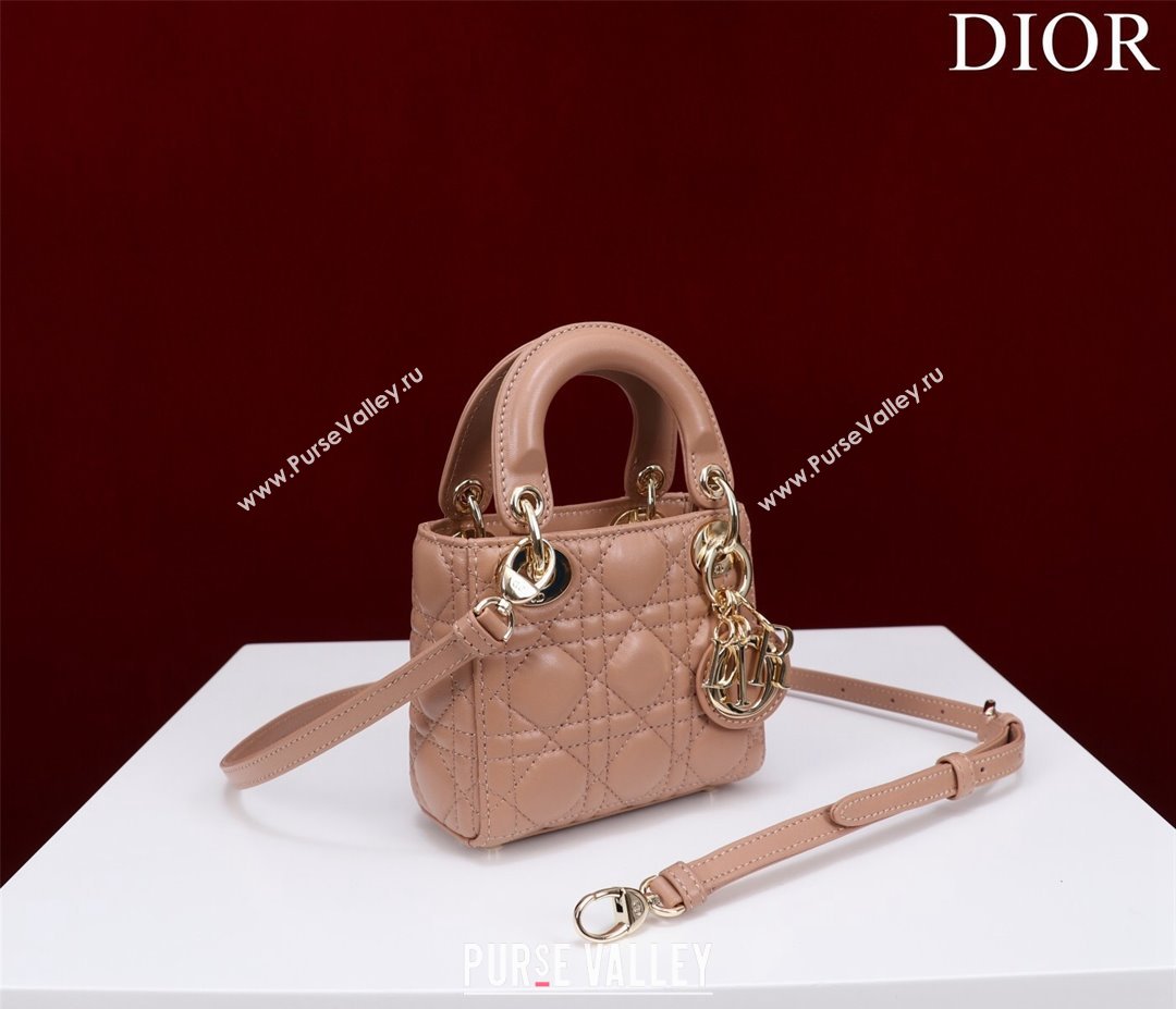 Dior Micro Lady Dior Bag in Lambskin Nude 2023 M0856 (XXG-231228083)