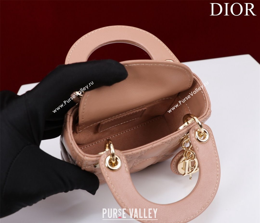 Dior Micro Lady Dior Bag in Lambskin Nude 2023 M0856 (XXG-231228083)