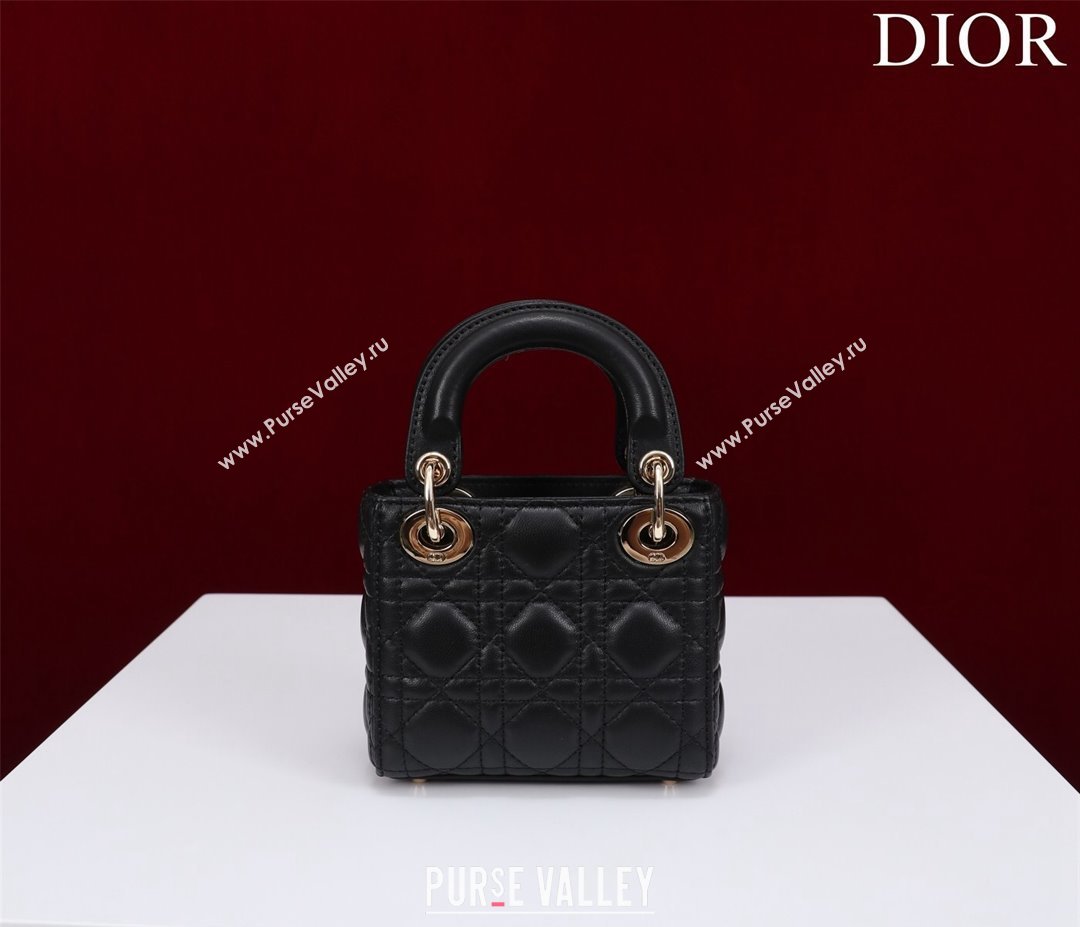 Dior Micro Lady Dior Bag in Lambskin Black/Gold 2023 M0856 (XXG-231228084)