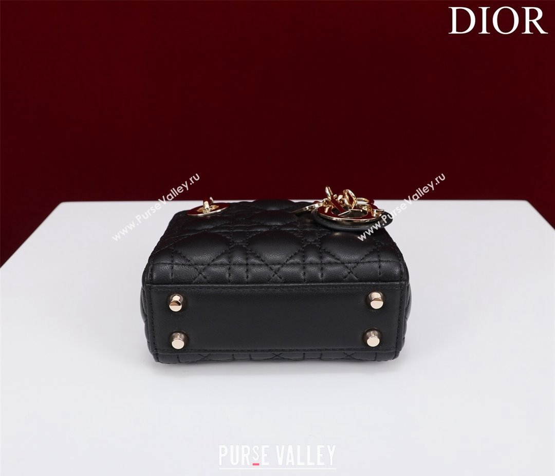 Dior Micro Lady Dior Bag in Lambskin Black/Gold 2023 M0856 (XXG-231228084)