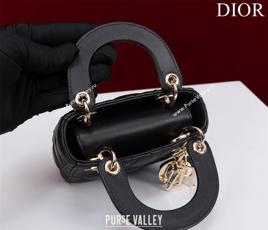 Dior Micro Lady Dior Bag in Lambskin Black/Gold 2023 M0856 (XXG-231228084)