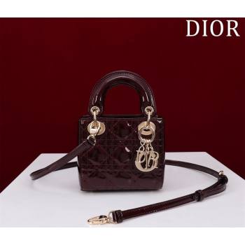 Dior Micro Lady Dior Bag in Patent Leather Dark Burgundy 2023 M0856 (XXG-231228092)