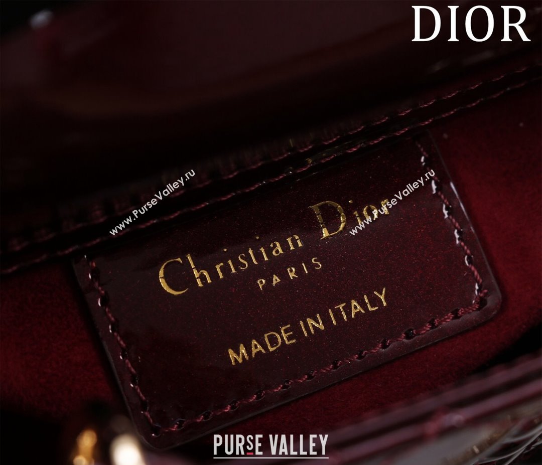 Dior Micro Lady Dior Bag in Patent Leather Dark Burgundy 2023 M0856 (XXG-231228092)