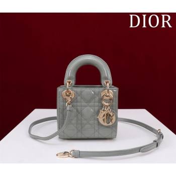 Dior Micro Lady Dior Bag in Patent Leather Light Grey 2023 M0856 (XXG-231228093)