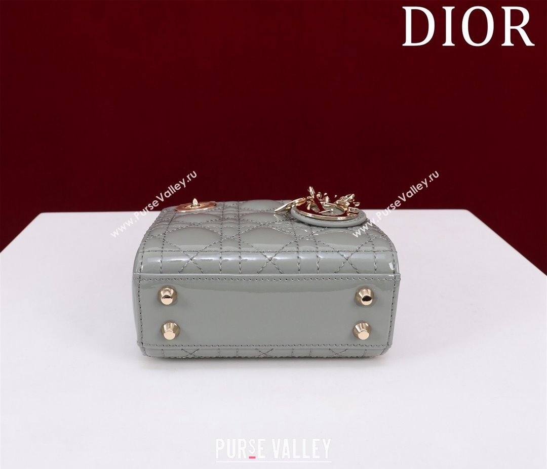 Dior Micro Lady Dior Bag in Patent Leather Light Grey 2023 M0856 (XXG-231228093)