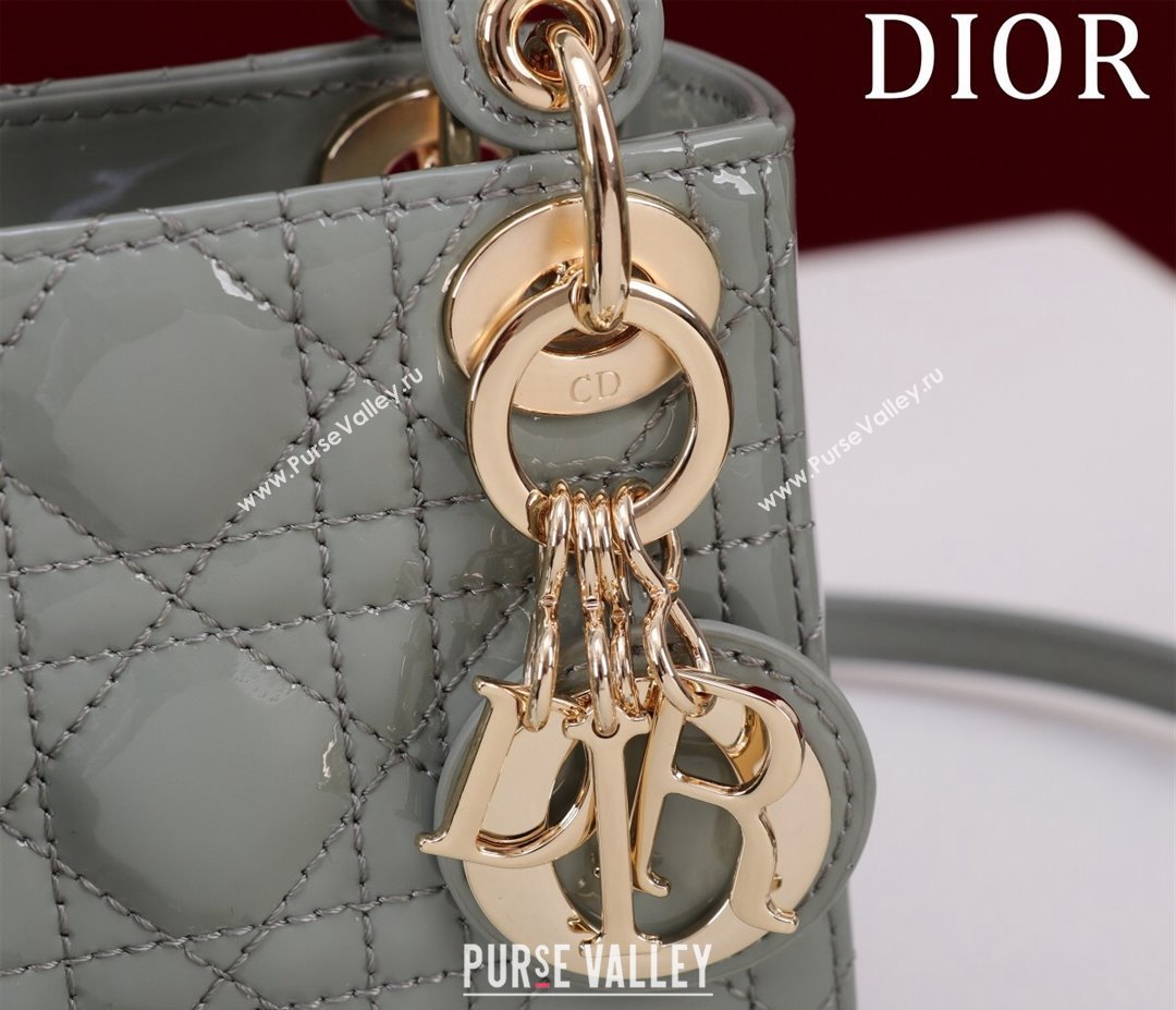 Dior Micro Lady Dior Bag in Patent Leather Light Grey 2023 M0856 (XXG-231228093)